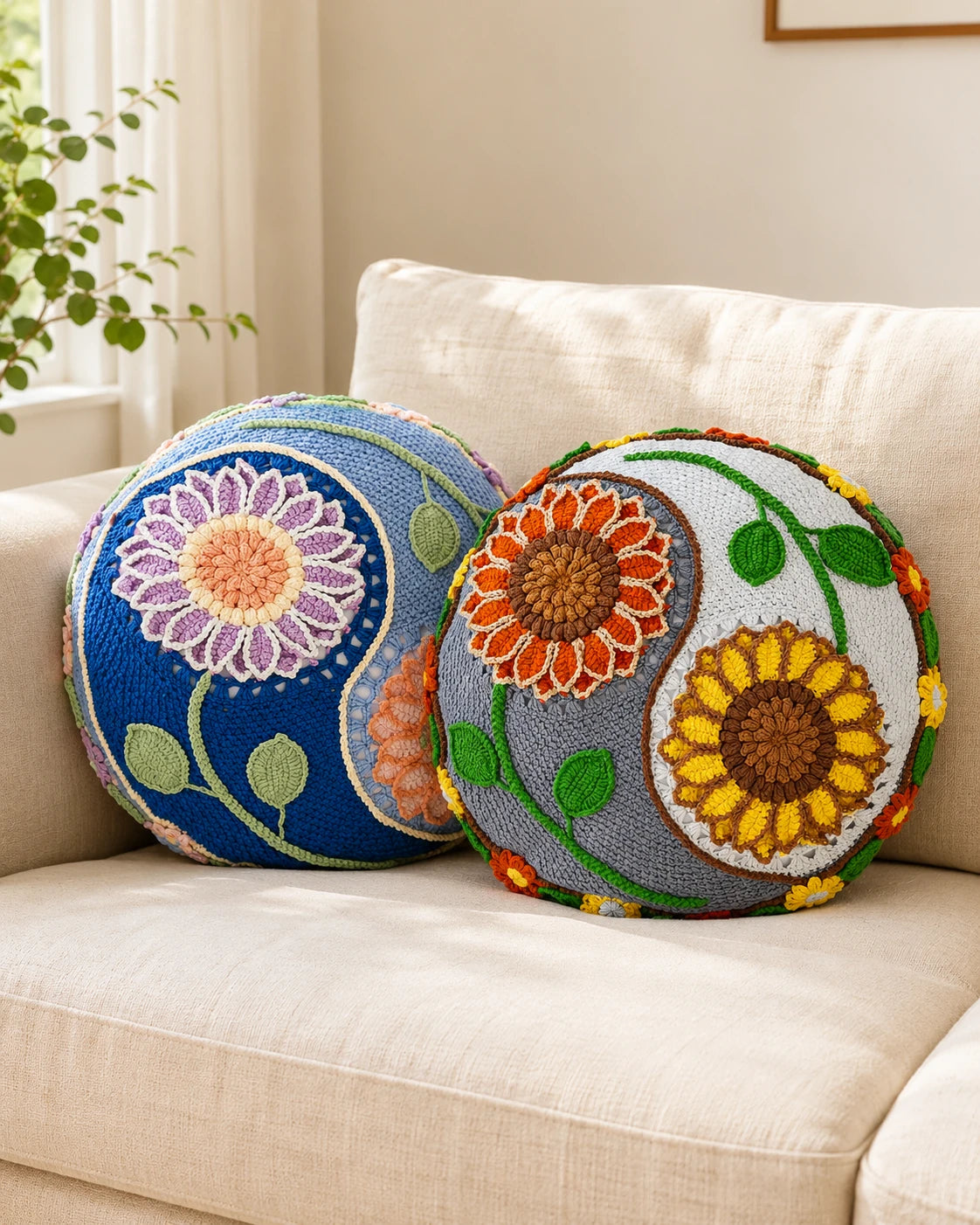 Sunflower Pillow Cover Crochet Pattern