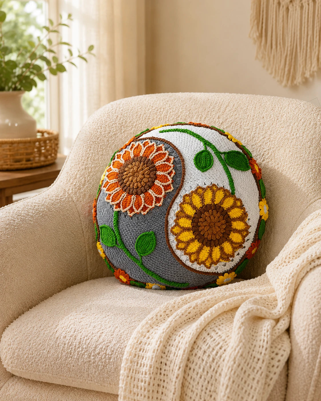 Sunflower Pillow Cover Crochet Pattern