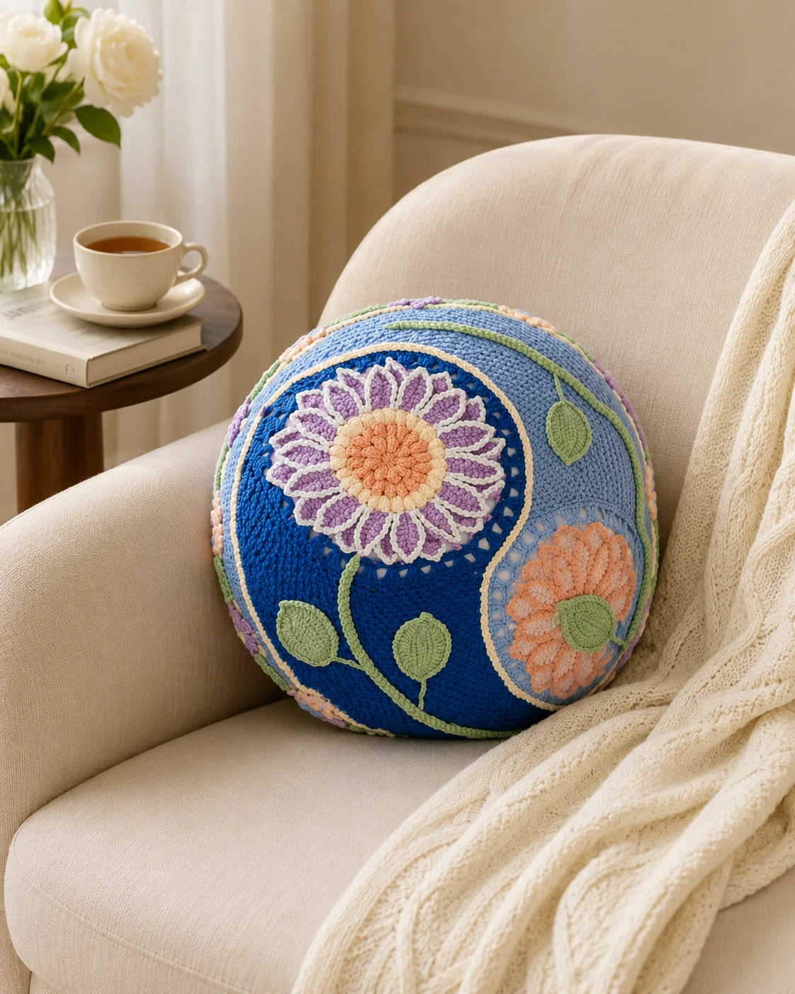 Sunflower Pillow Cover Crochet Pattern